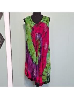 Colorful Hippie Boho Dress Coverup Size M/L